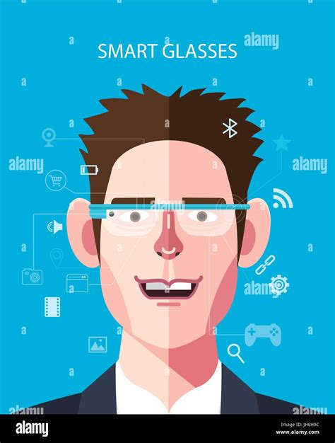 Flat Character Of Smart Glasses Concept Illustrations Stock Vector