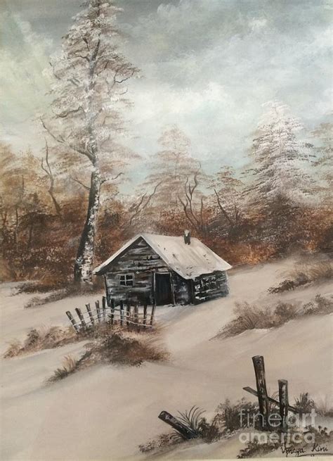 Winter Cabin Painting By Vinaya Kini Fine Art America