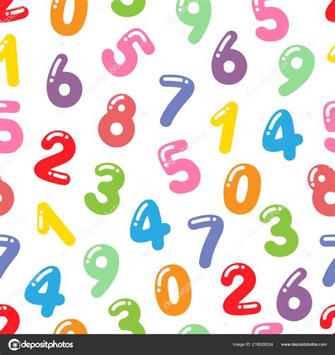 Cartoon Background Colorful Numbers Seamless Vector Pattern Stock