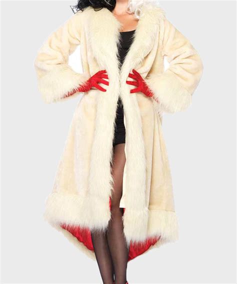 Cruella De Vil Coat Stylish Cream Fur Long Coat Danezon