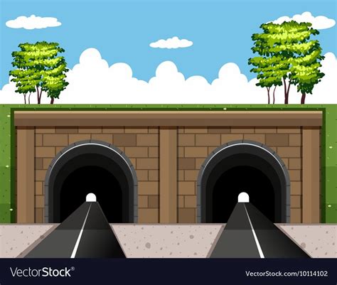 Two Tunnels On The Road Vector Image On Vectorstock Road Vector
