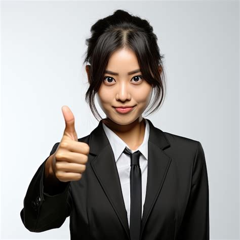 Premium Ai Image Genial East Asian Girl Giving Thumbs Up