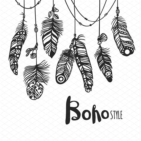 Download Boho feather hand drawn vector by Vectorstockerland on ...