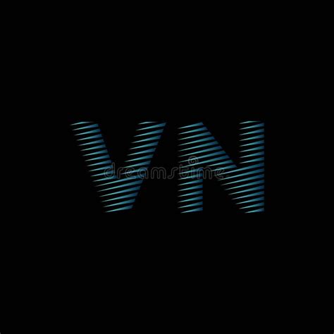 Vn Monogram Lines Style Blue Light Vector Stock Vector Illustration