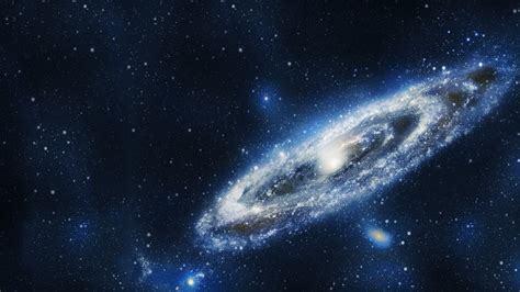 Glistening White And Blue Galaxy With Background Of Black Sky Hd Galaxy