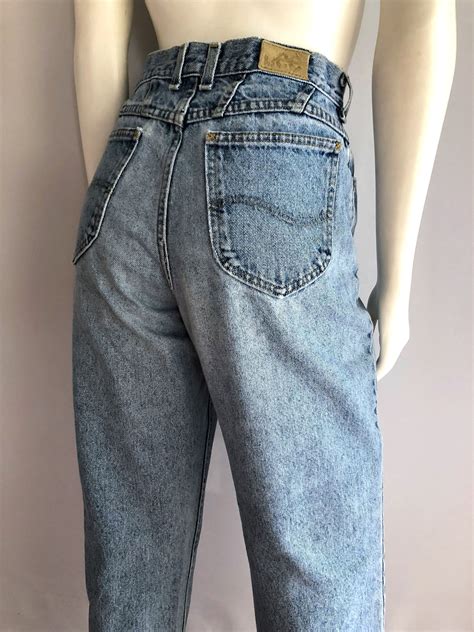 Vintage Womens 80s Lee Jeans High Waisted Dark Wash Denim L By