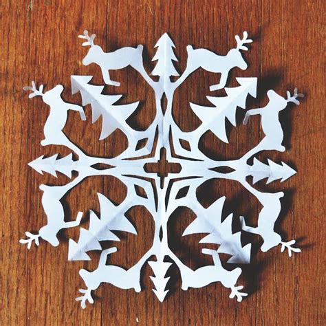Reindeer Snowflake Pattern Шаблоны для бумажных снежинок