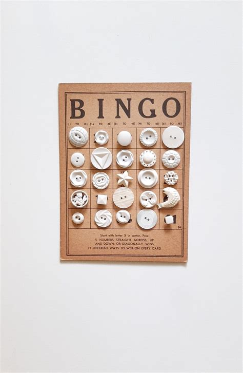 Vintage Buttons On A Vintage Bingo Card Etsy