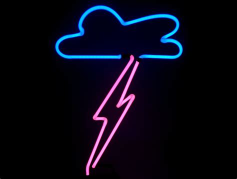 Pink Lightning With Blue Neon Cloud Neon Freestanding Tabletop Etsy