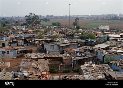 Township With Corrugated Metal Rooftops Durban South Africa Stock