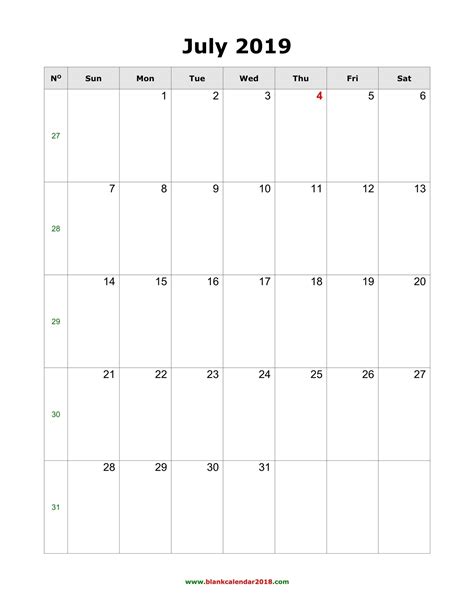 Fill In The Blank July 2919 Calendar Calendar Template Printable