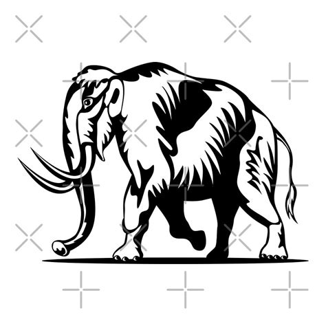 Woolly Mammoth Side View Woodcut By Retrovectors Redbubble