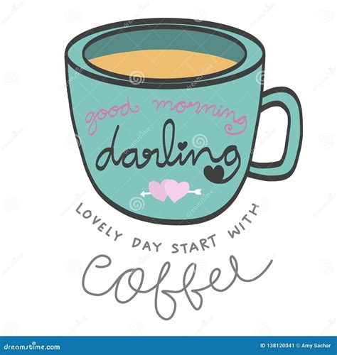 Good Morning Darling Coffee Cup Cartoon Illustration Cartoondealer