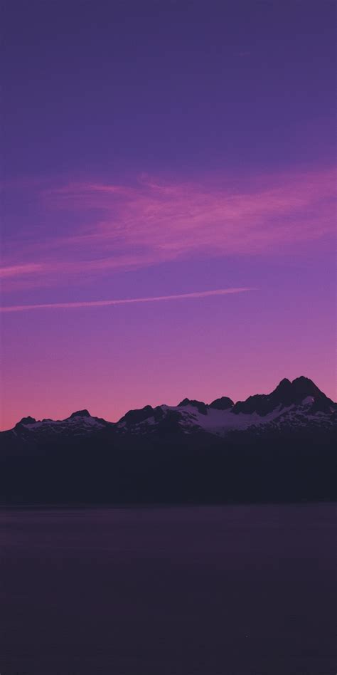 Download 1080x2160 Wallpaper Horizon Mountains Pink Sky Sunset
