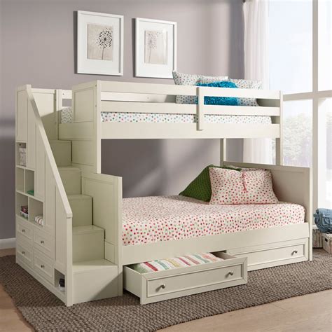 Furniture of america murray twin over full storage bunk bed. Naples Twin over Full Bunk Bed with Steps & Lower Storage Drawers | Home Styles