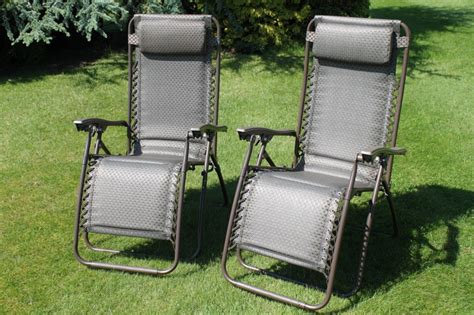 Product title zero gravity chairs set of 2 patio adjustable dining reclining folding chairs average rating: SET OF 2 Padded Garden Anti Gravity Recliner Chairs in BROWN/TWEED weatherproof textoline ...