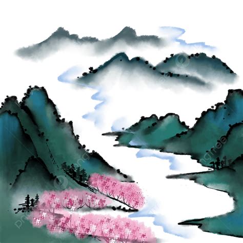 Chinese Peach Blossoms White Transparent Chinese Feng Shui Ink