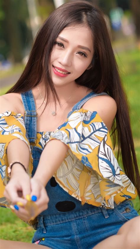 Women Asian Smile Brunette Long Hair Model Brown Eyes 720x1280 Phone Hd Wallpaper