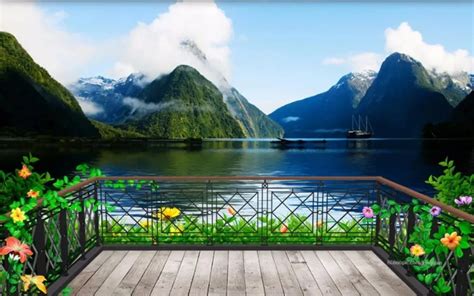 Customized 3d Balcony Beautiful Scenery Landscape Mural Wallpaper For