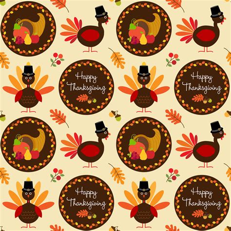 Thanksgiving Pattern With Turkeys And Cornucopia 1419025 Vector Art At