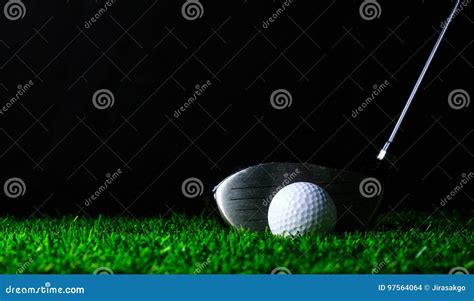 Golf Club And Golf Ball On Green Grass Stock Photo Image Of Black