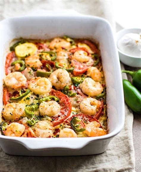 This recipe uses an alfredo sauce that is mixed with pasta, shrimp and crab. Jalapeño Shrimp Veggie Bake + Video | Recipe | Healthy ...