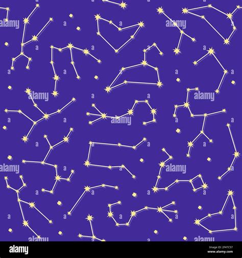 Space Seamless Pattern With Zodiac Constellation Symbols Astrology