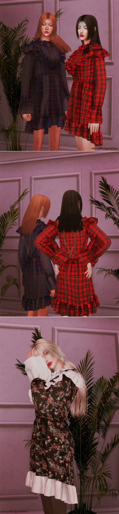 Платье Ruffle Babydoll Dress By Thisiskiro Женская одежда для Sims 4