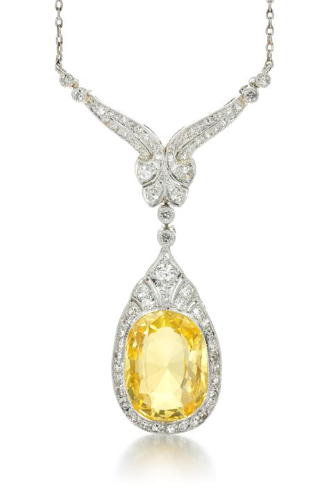 Yellow Sapphire And Diamond Necklace Fine Jewels Online Jewellery