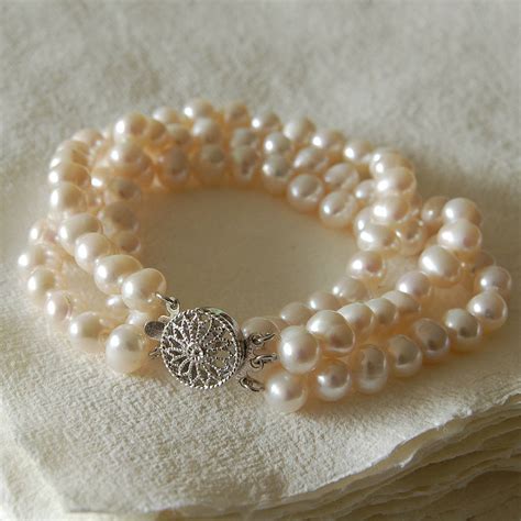 Three Strand Pearl Bracelet By The Carriage Trade Company