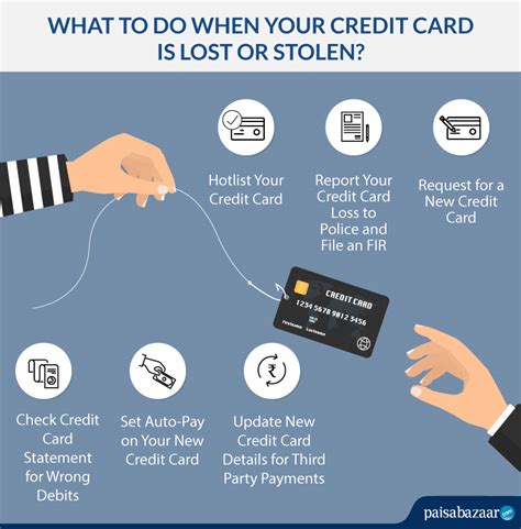 This will ensure that miscreants will not misuse your card and withdraw cash or make purchases. What to Do When Your Credit Card is Lost or Stolen - Paisabazaar.com - 31 May 2020