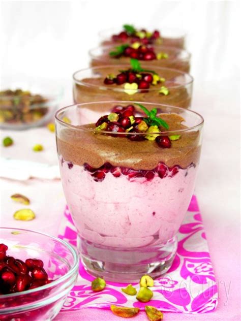 Layered Pomegranates Cranberry And Chocolate Mousse