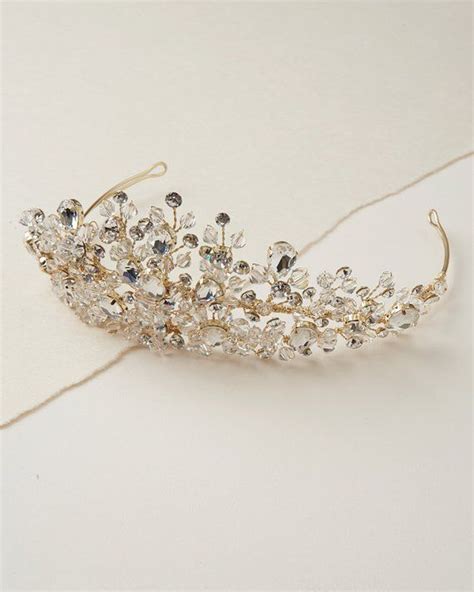 Swarovski Crystal Tiara Silver Bridal Headpiece Rhinestone Etsy In