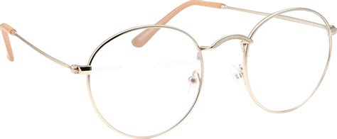 Retro Round Clear Lens Glasses Metal Frame Gold Clothing