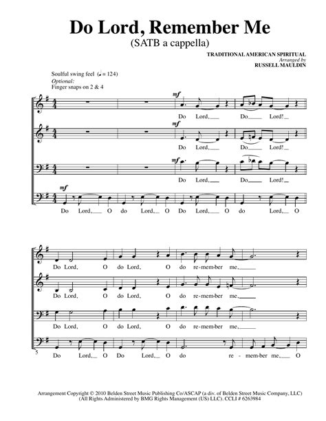 Do Lord Remember Me Arr Russell Mauldin Choral Satb Sheet Music By