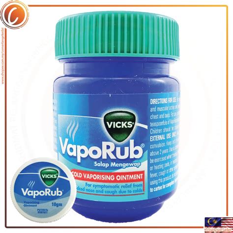 P G Vicks VapoRub Cold Vaporizing Ointment 10 25 50G Shopee Malaysia