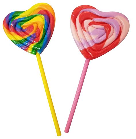 Heart Shape Lollipops Sucker 24 Count 3 Inch Rainbow Pink And Red
