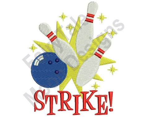 Bowling Strike Machine Embroidery Design Bowling Ball Etsy