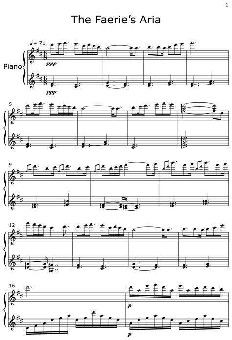 The Faeries Aria Sheet Music For Piano