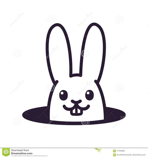 Cute Cartoon Rabbit In Hole Stock Vector Illustration Of Face Emblem