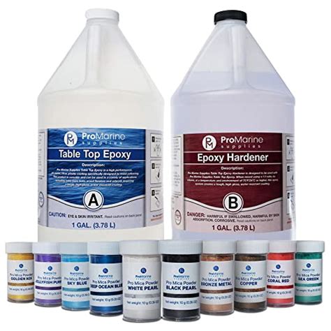 Pro Marine Supplies Clear Table Top Epoxy Resin 2 Gallon Kit Bundle