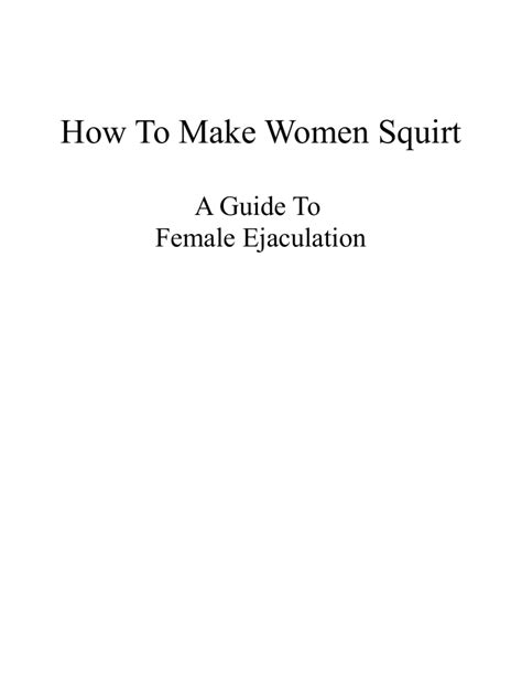 How To Make Women Squirt Compress