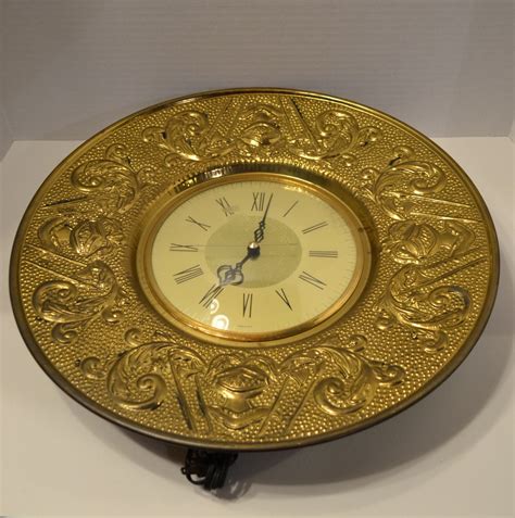 Mid Century Sessions Wall Clock Brass Vintage Electric