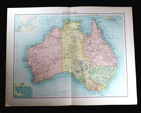 Map Of Australia Victoria New South Wales Queensland Western Oz Antique