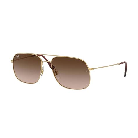 Men S Square Aviator Sunglasses Gold Brown Gradient Ray Ban® Touch Of Modern