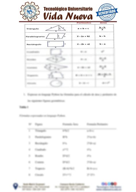 SOLUTION Guia Practica Algoritmos Y Programas Reas Y Per Metros De Las Figuras Geom Tricas