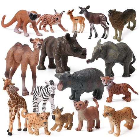 Buy 16pcs Baby Safari Animals Figures Realistic Wildlife Creatures