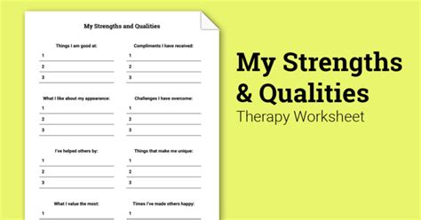 My Strengths And Qualities Worksheet Therapist Aid — Db