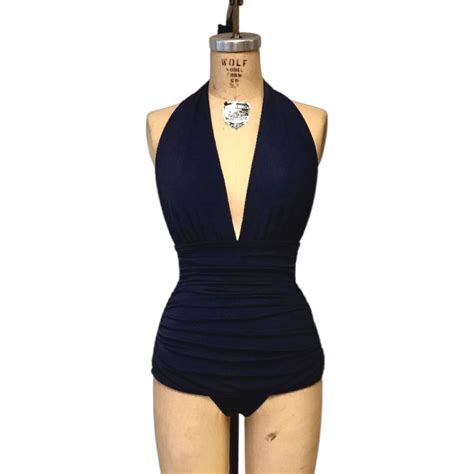 Marilyn Retro Vintage One Piece Womens Swimsuit Solid Etsy
