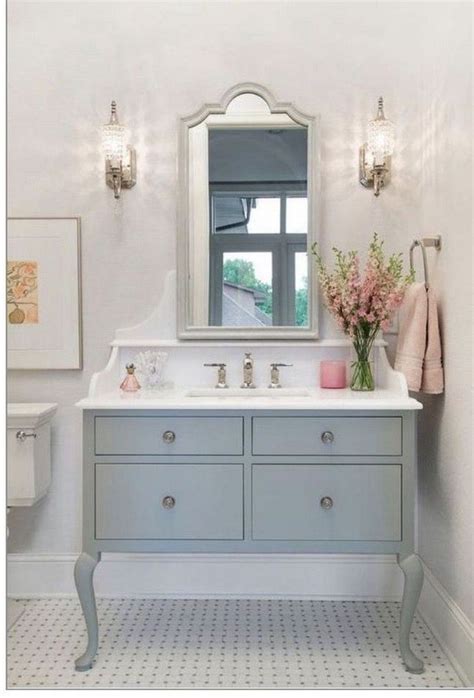 A creative small bathroom with a green wall, terrazzo flooring and wall, a wooden floating vanity and a coral bowl sink. Cute Bathroom Decoration Ideas With Valentine Theme 26 ...